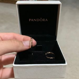 NWOT Pandora Rose Gold Hoop with crystal details